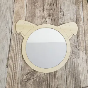 Plywood and Acrylic Mirror - Round Dog