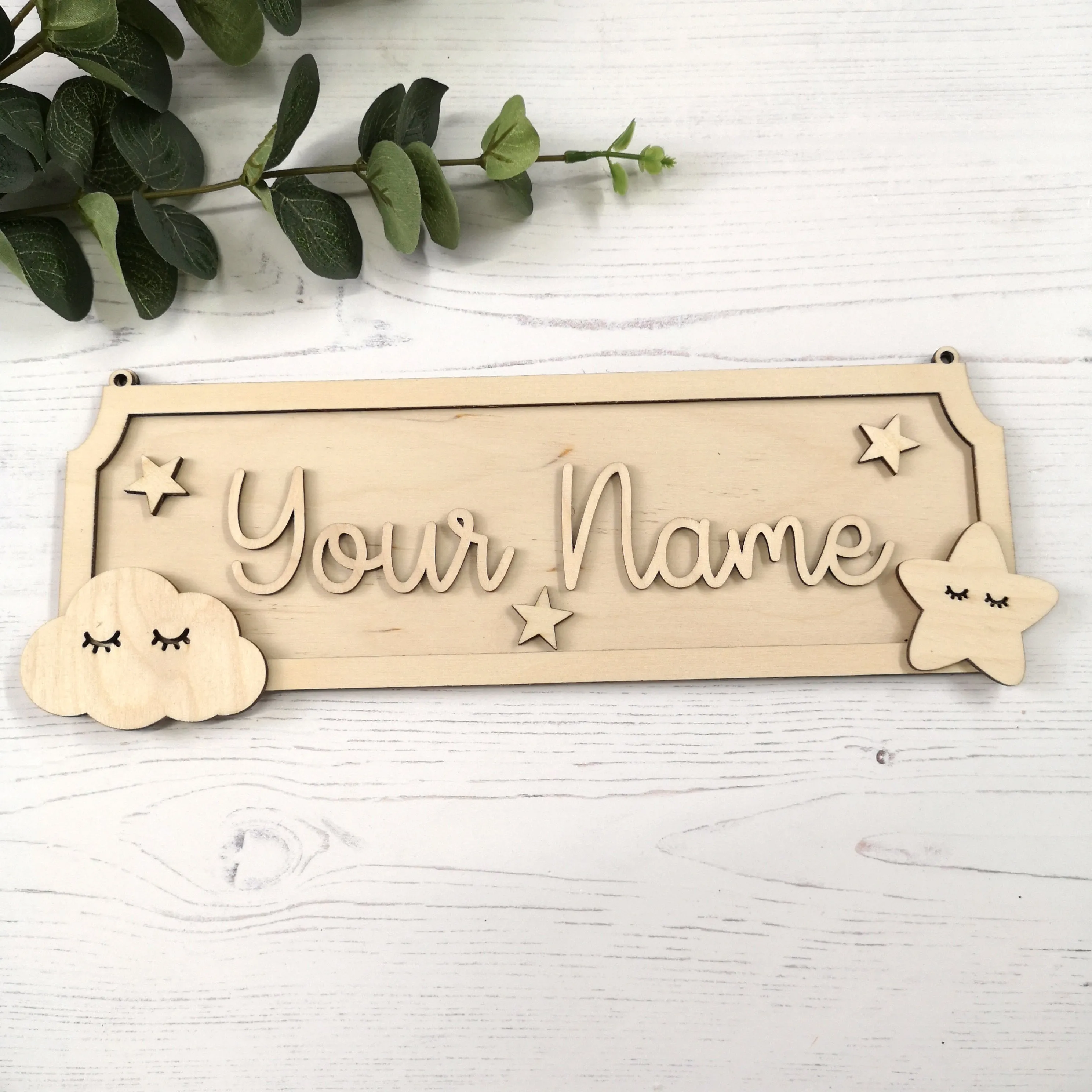 Plywood Personalised Street Sign Kit - Sleepy Cloud Star