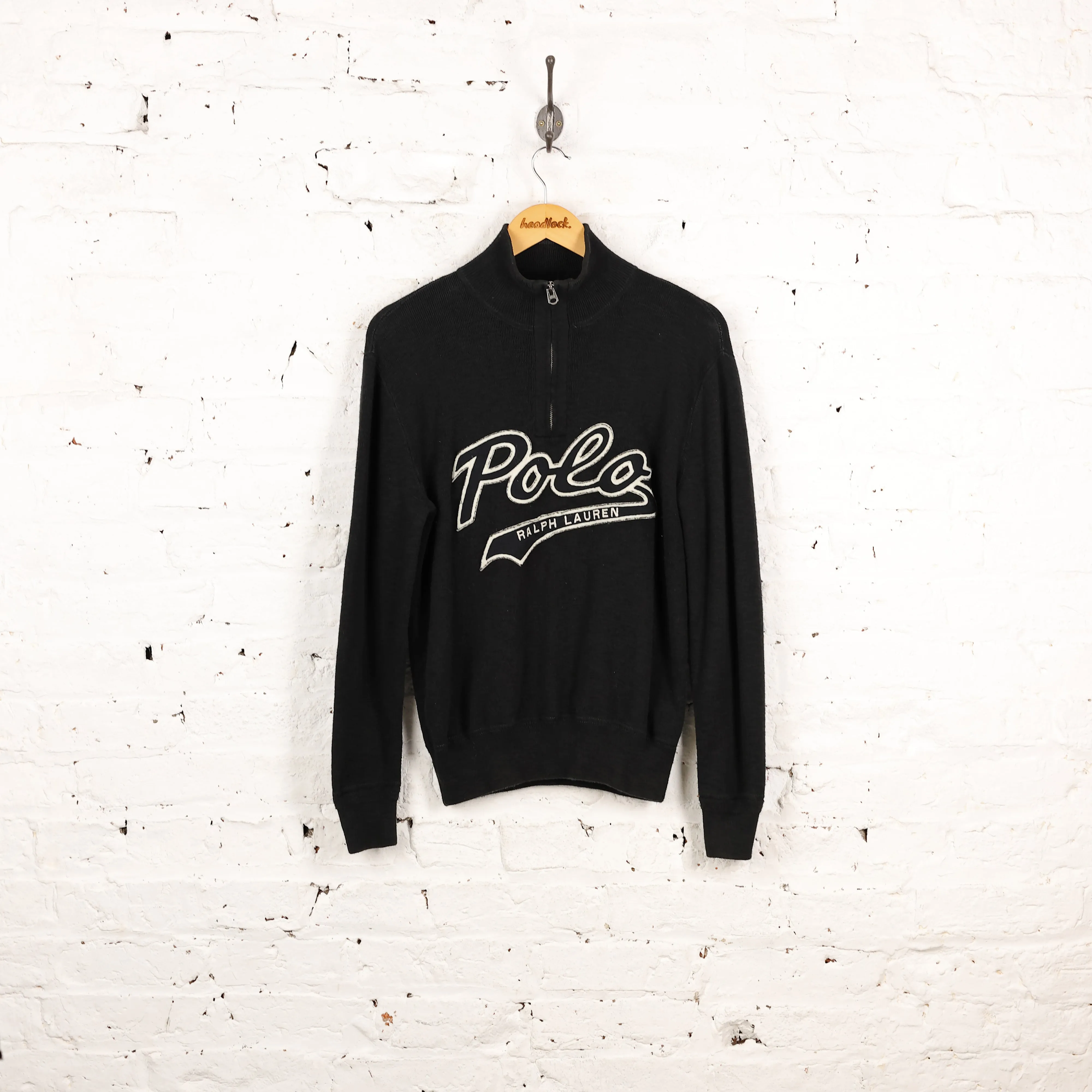 Polo Ralph Lauren 1/4 Zip Knit Jumper - Black - S