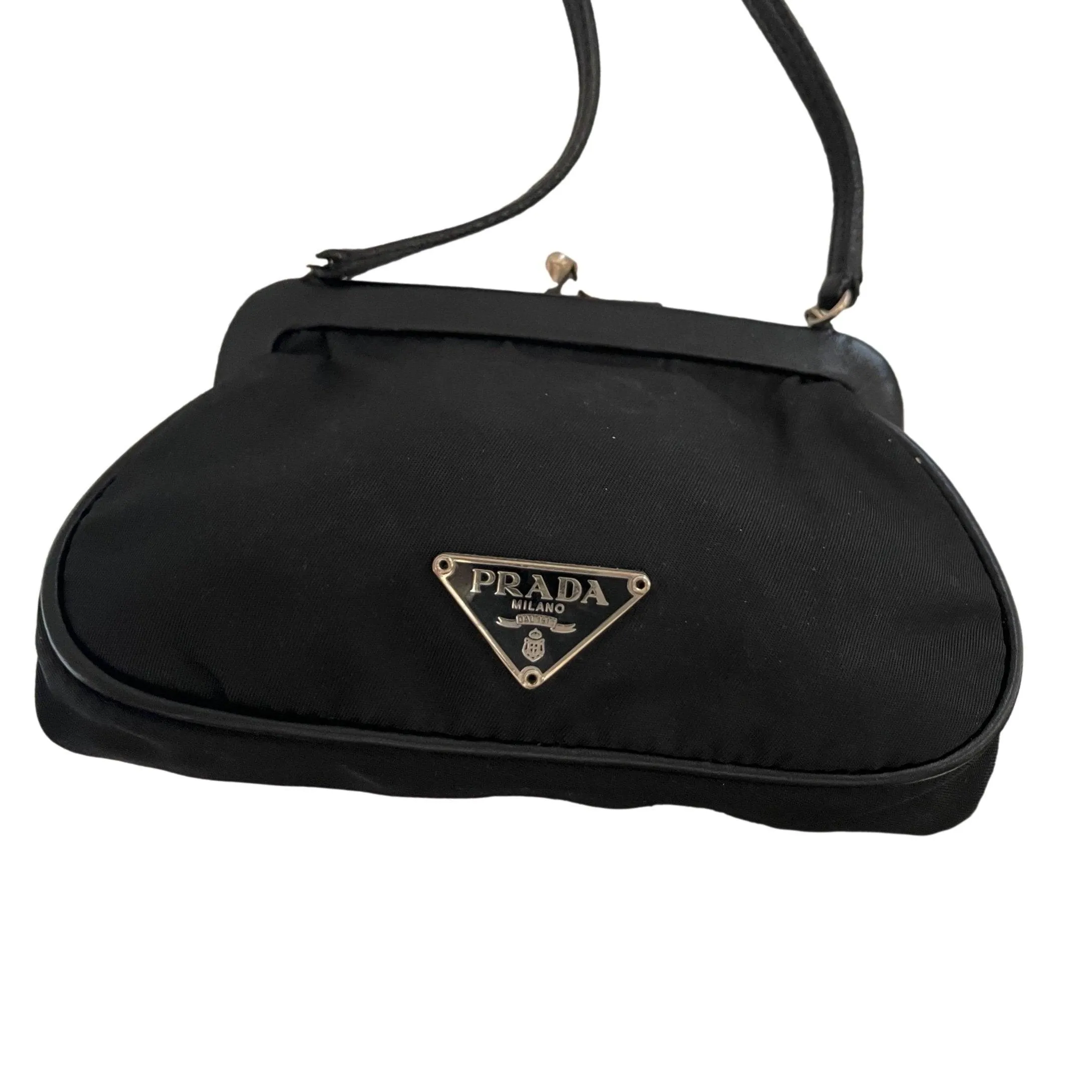 Prada Black Nylon Kisslock Mini Bag