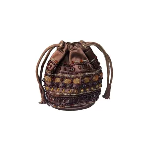 Prada Brown Beaded Mini Drawstring Bag