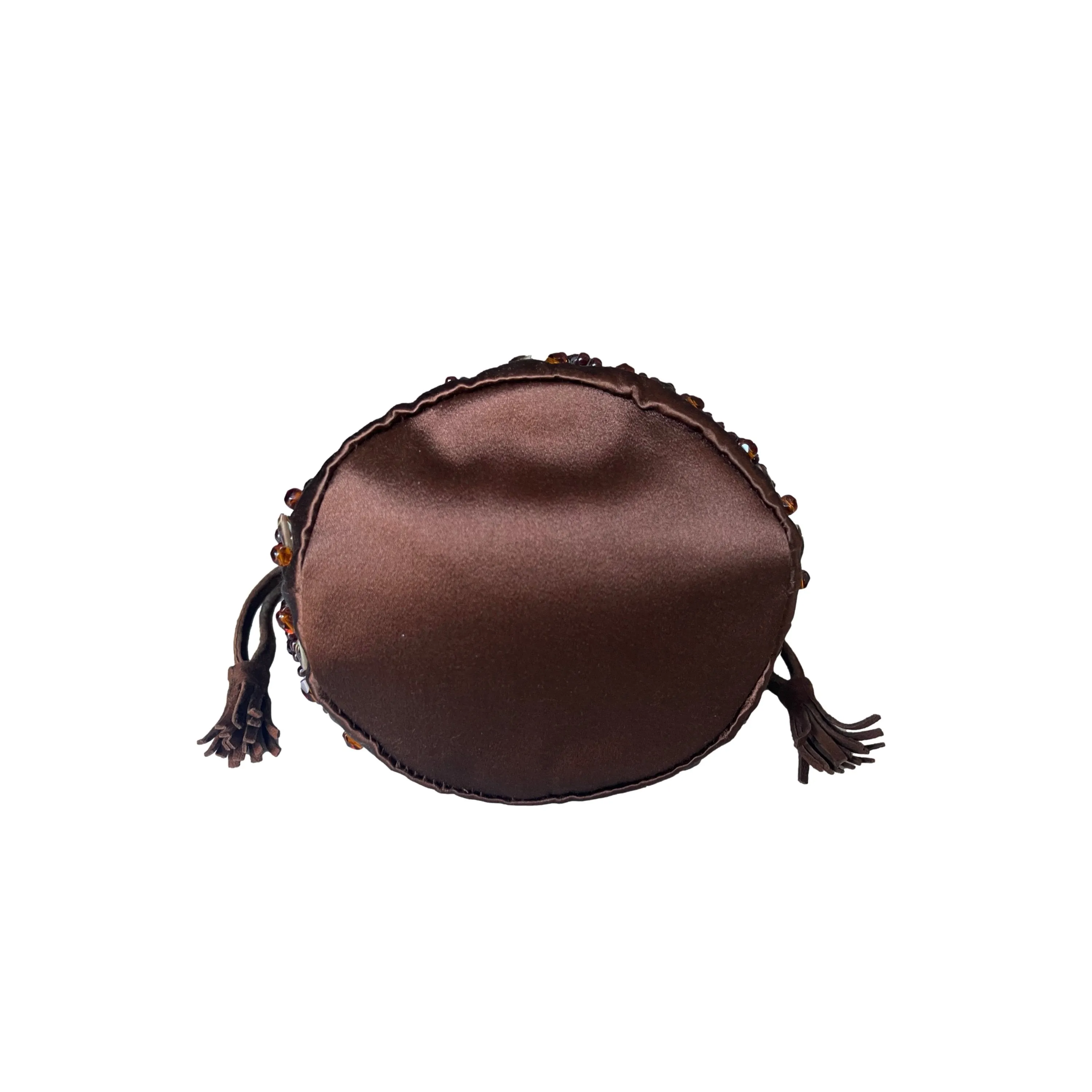 Prada Brown Beaded Mini Drawstring Bag