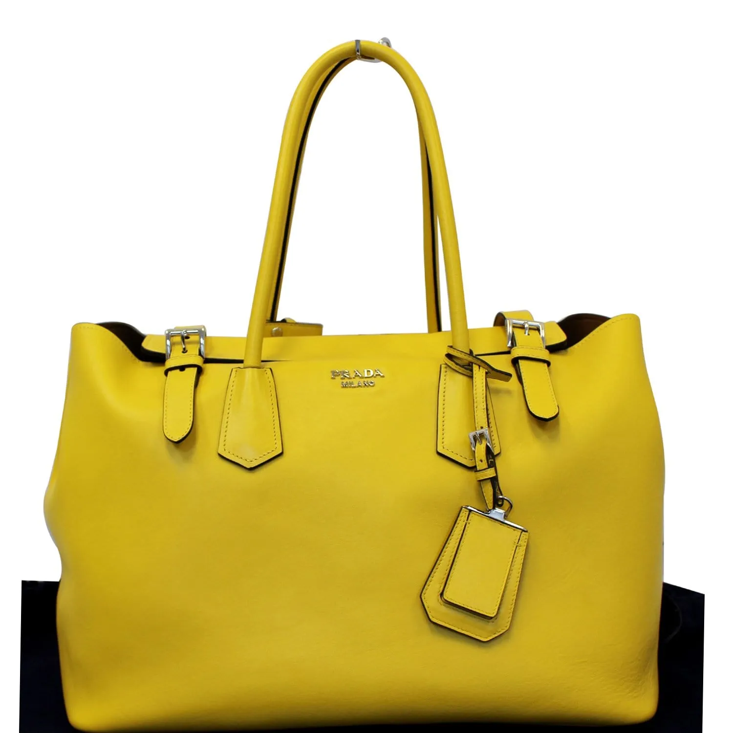 PRADA City Calf Buckle Tote Bag Yellow - Last Call