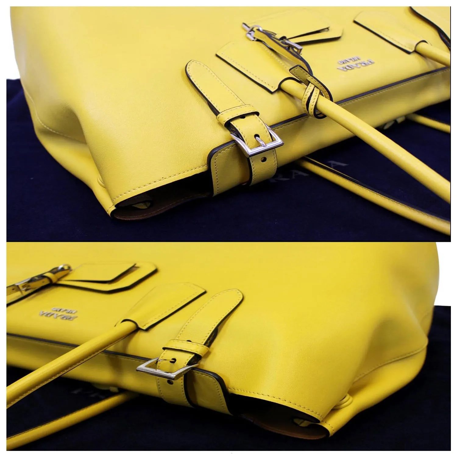 PRADA City Calf Buckle Tote Bag Yellow - Last Call