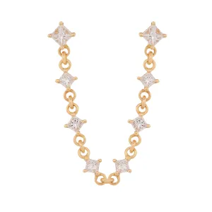Princess Cut Diamond Chain Earrings
