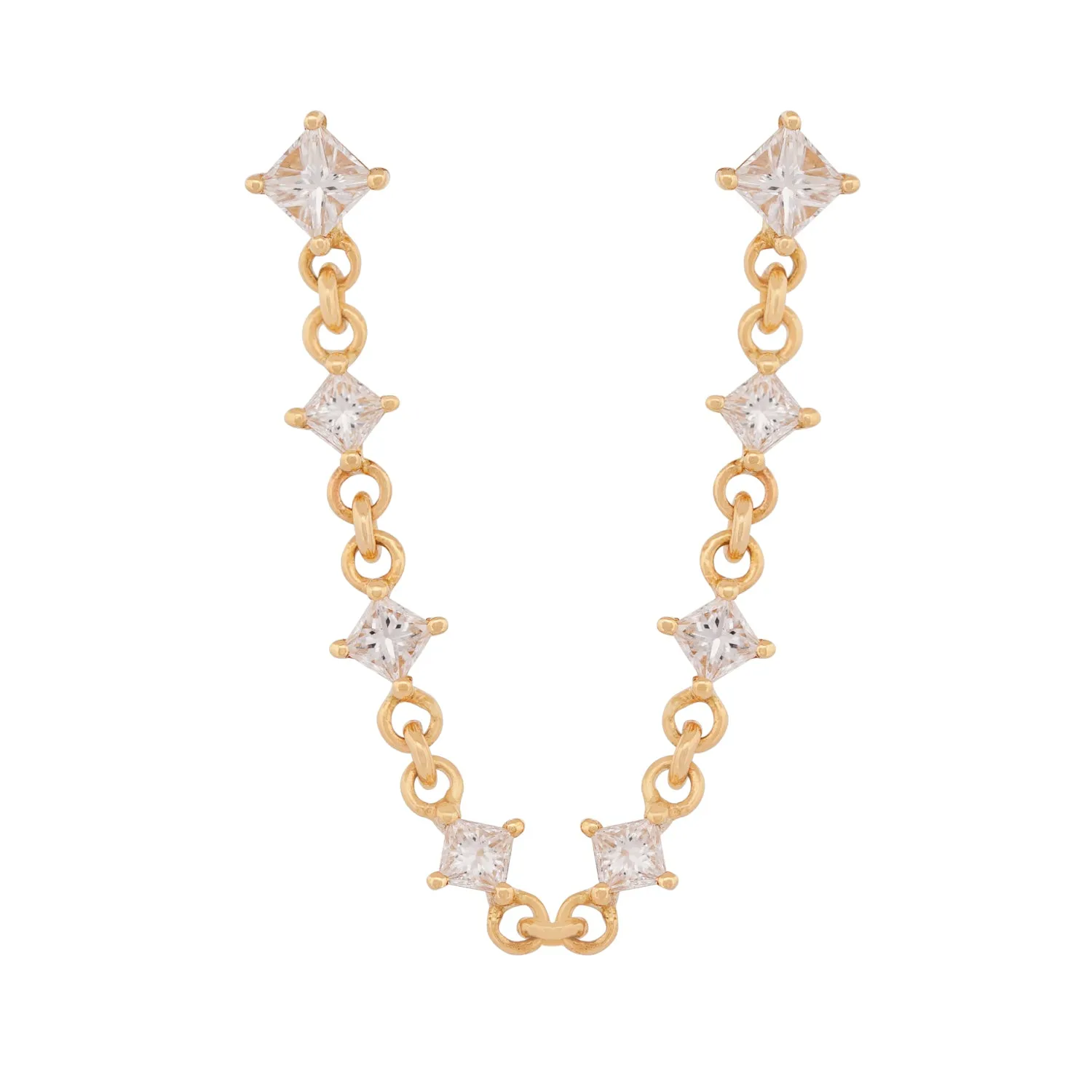Princess Cut Diamond Chain Earrings