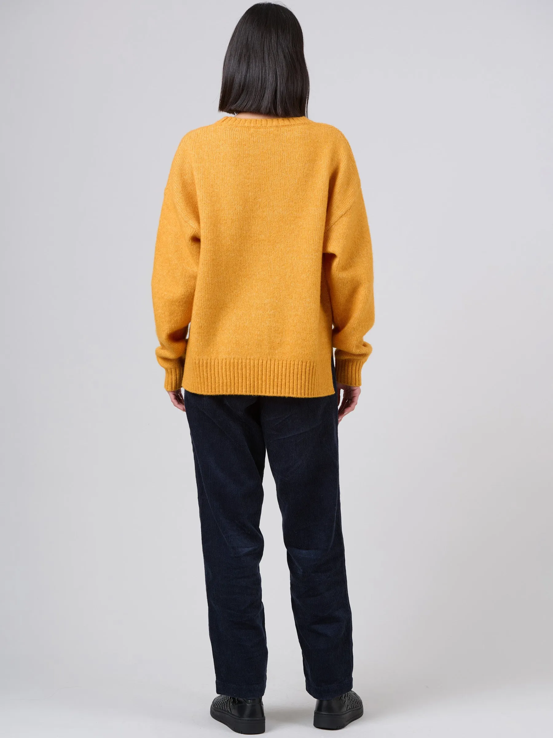 Pull boxy en laine et coton avec échancrures latérales