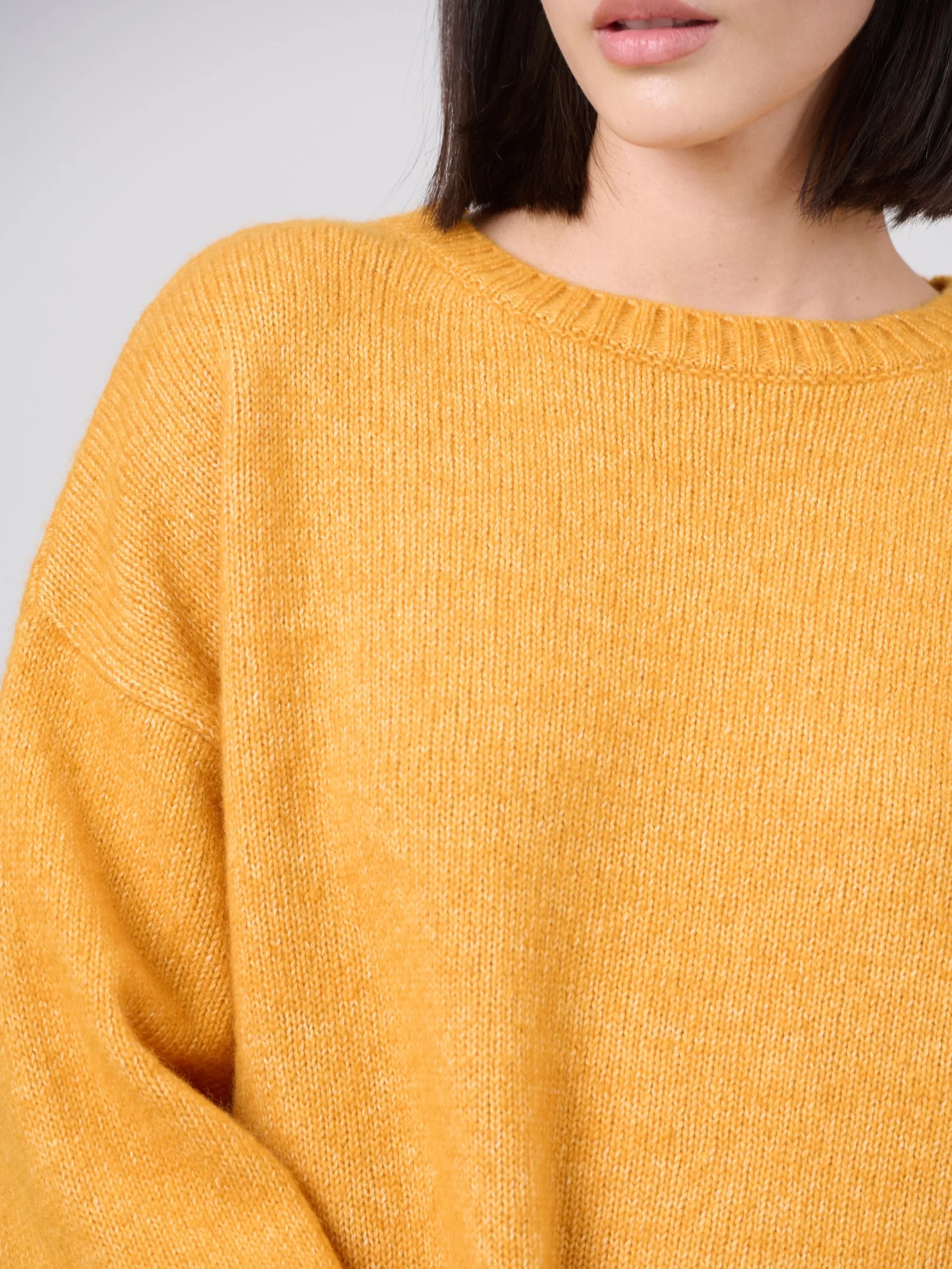 Pull boxy en laine et coton avec échancrures latérales
