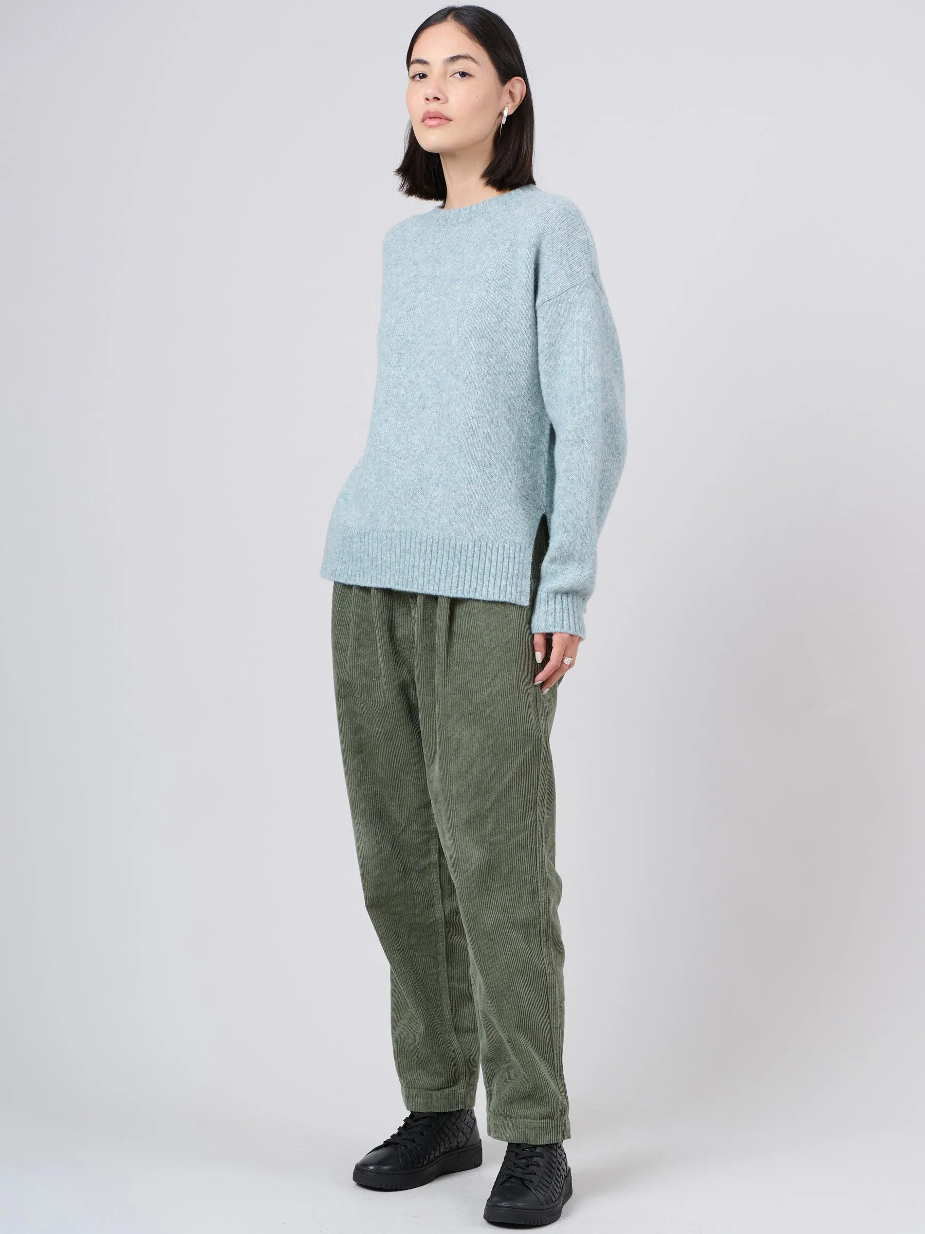 Pull boxy en laine et coton avec échancrures latérales