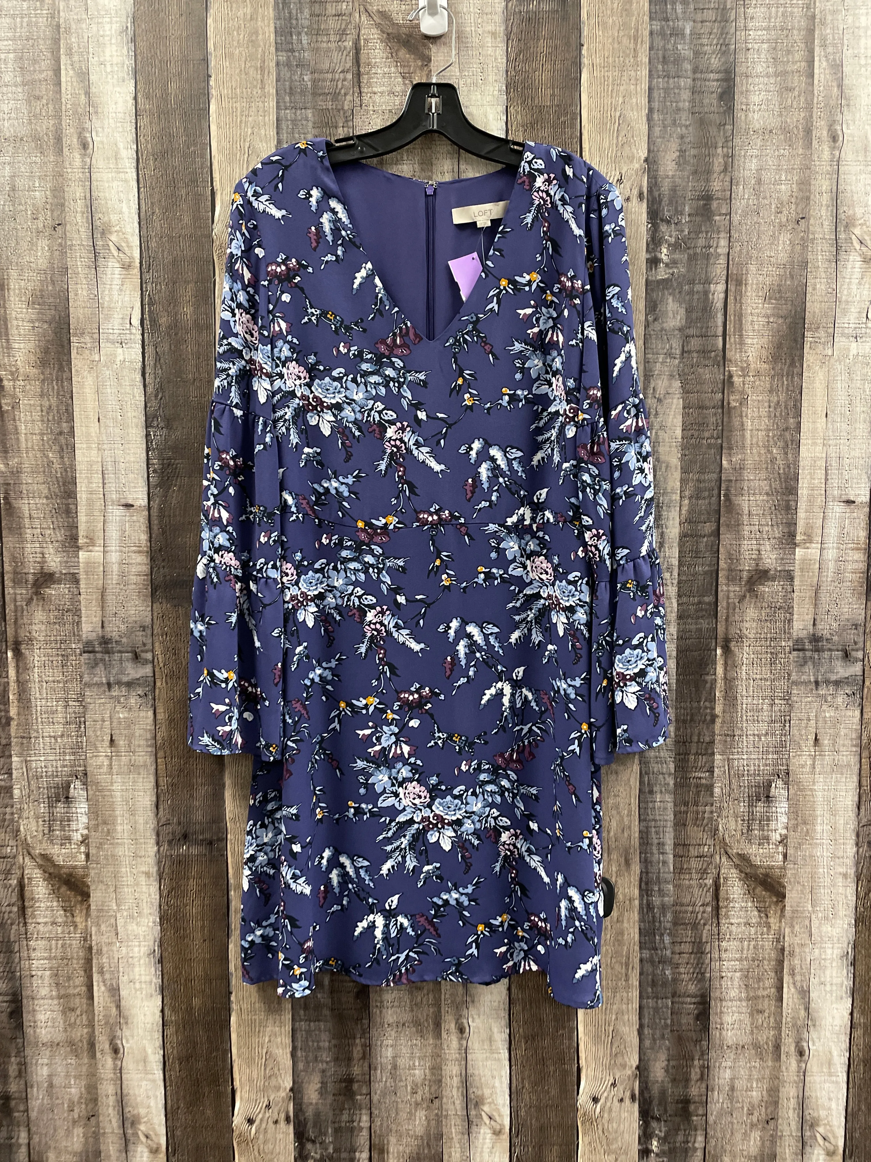 Purple Dress Casual Midi Loft, Size M
