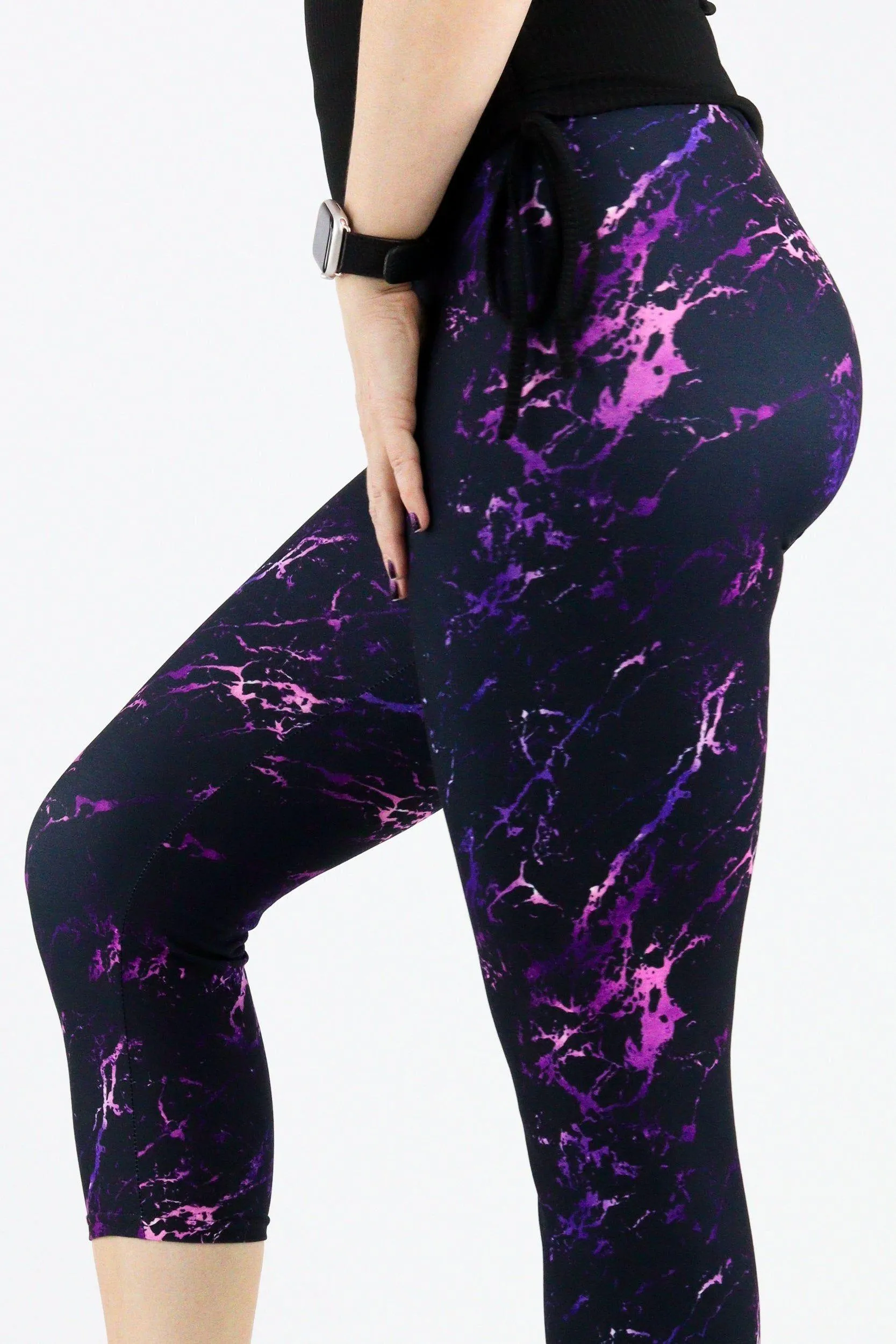 Purple Marble - Casual - Capri Leggings