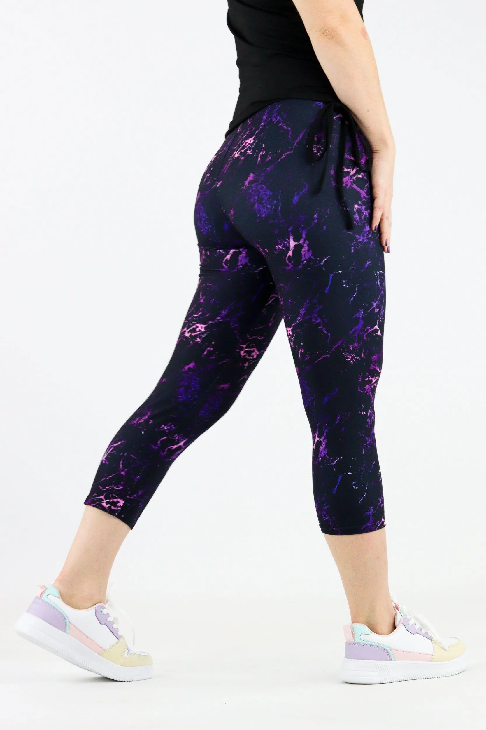 Purple Marble - Casual - Capri Leggings