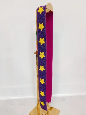 Purple Star Beaded Purse Strap