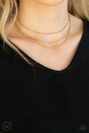" Subtly Stunning " Gold Metal Multiple Chain Dainty Choker Necklace Set