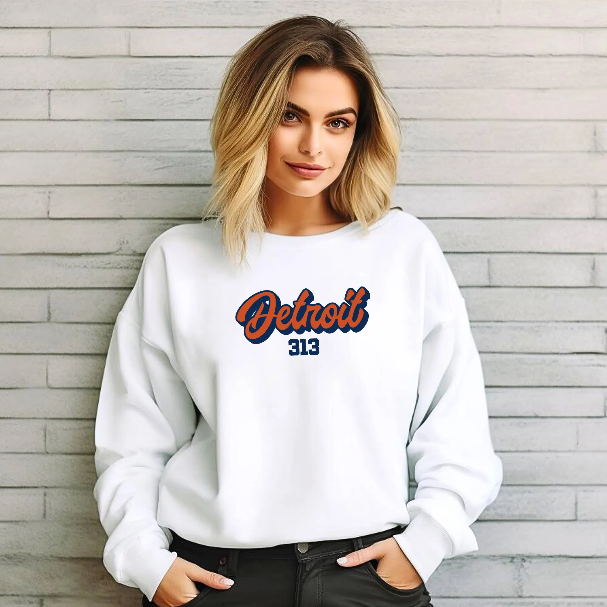 "313 Baseball" Relaxed Fit Classic Crew Unisex Sweatshirt