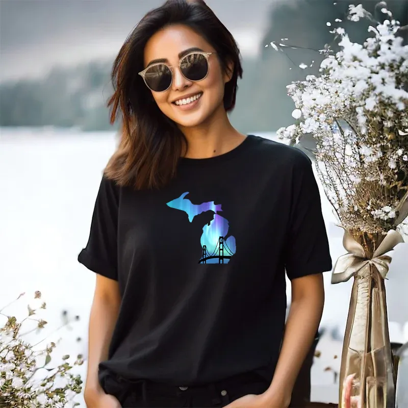 "Bridge Northern Lights" Relaxed Fit Crew Unisex T-Shirt
