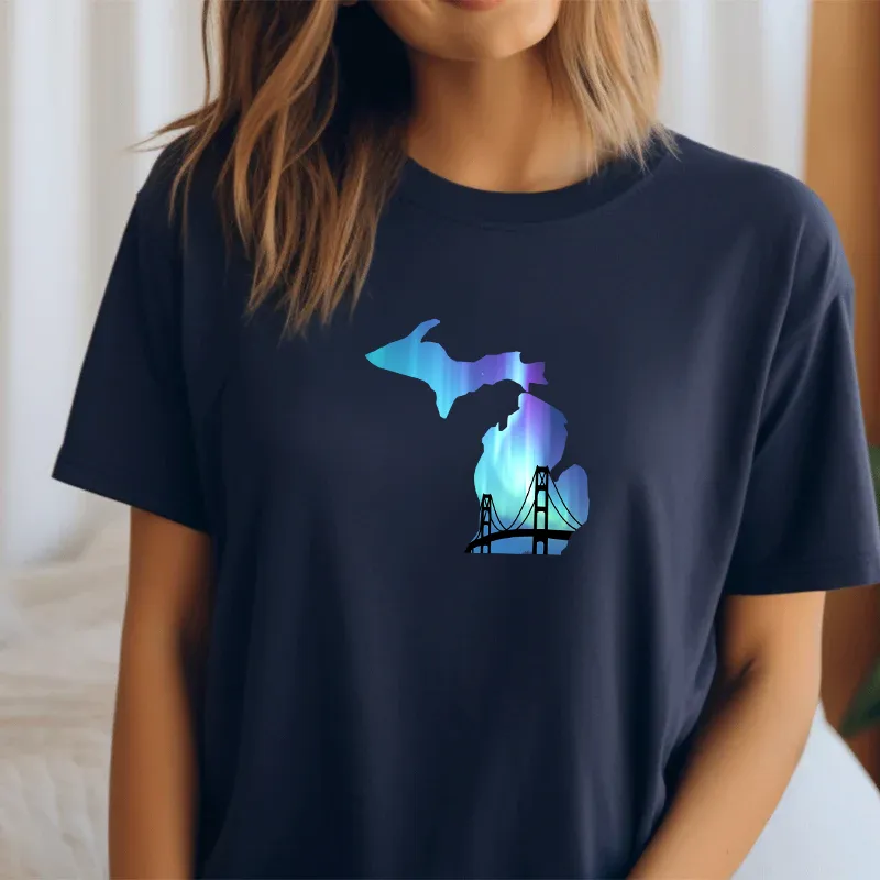 "Bridge Northern Lights" Relaxed Fit Crew Unisex T-Shirt