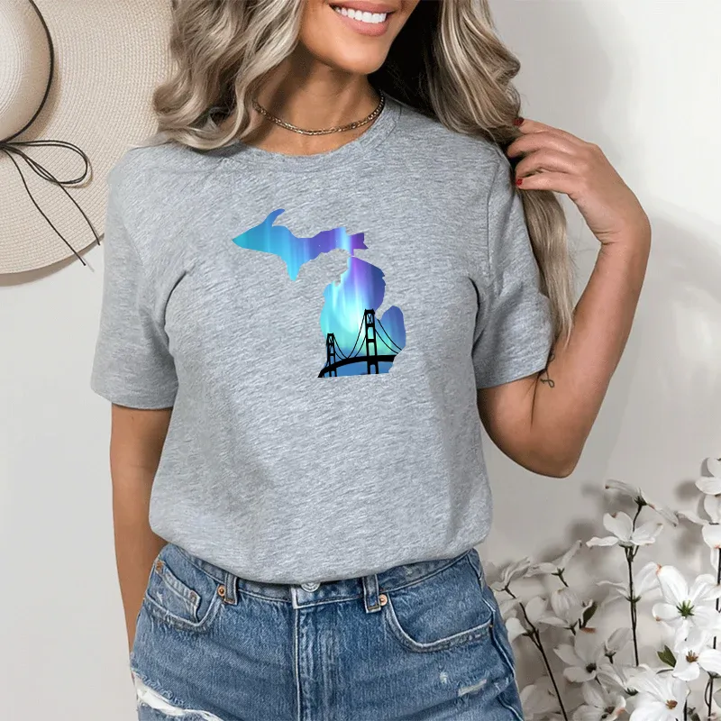 "Bridge Northern Lights" Relaxed Fit Crew Unisex T-Shirt