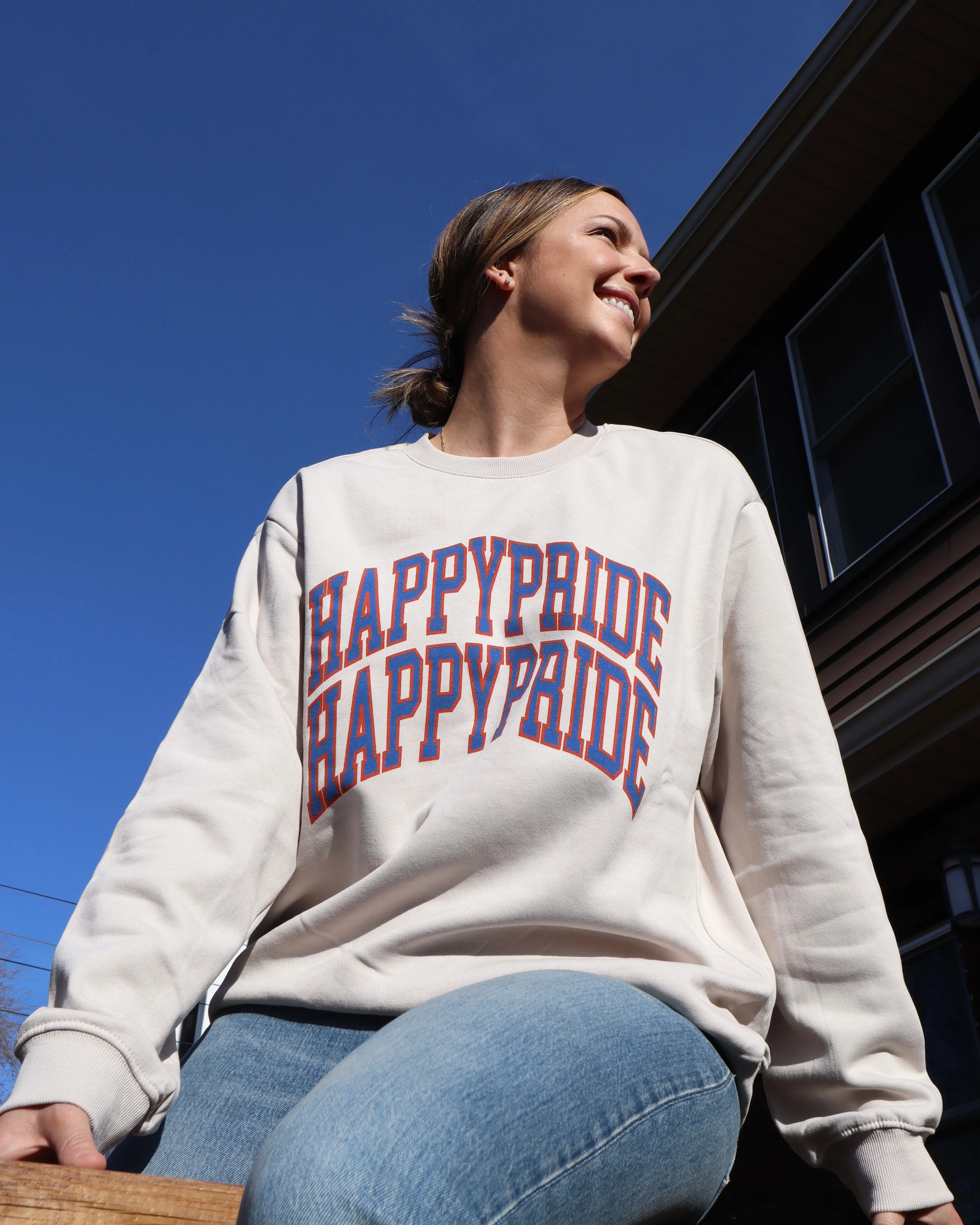 "HAPPY PRIDE" Relaxed Crewneck (BLUE/RED)