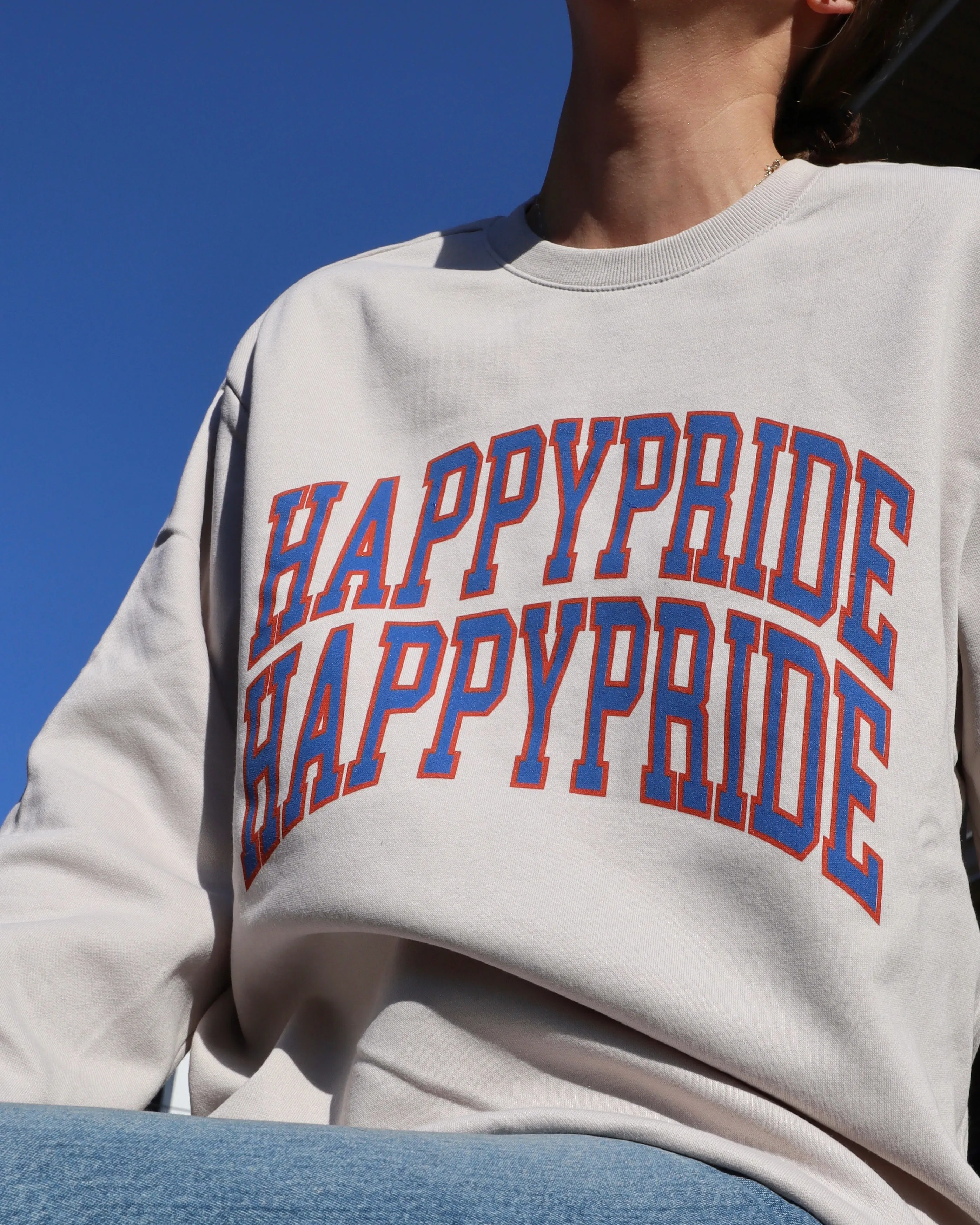 "HAPPY PRIDE" Relaxed Crewneck (BLUE/RED)