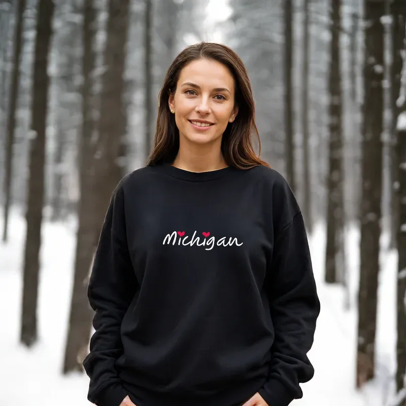 "I Love Michigan" Relaxed Fit Classic Crew Unisex Sweatshirt