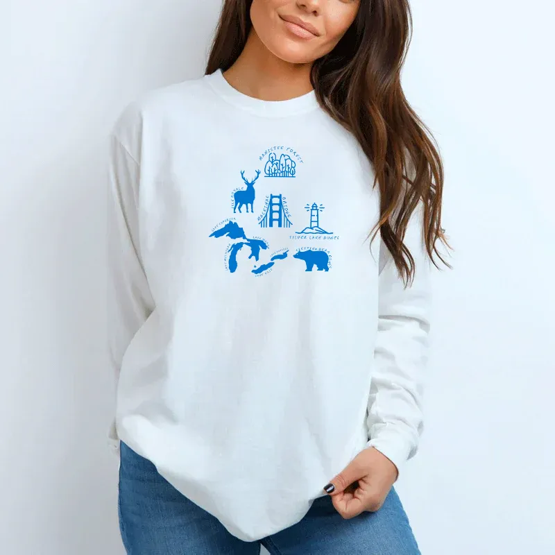 "Michigan Favorites" Relaxed Fit Long Sleeve Unisex T-Shirt