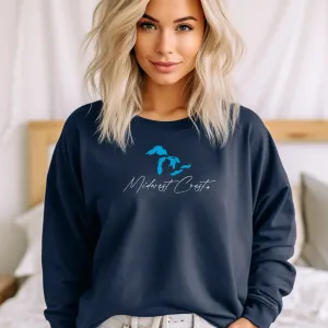 "Midwest Coast" Relaxed Fit Classic Crew Unisex Sweatshirt