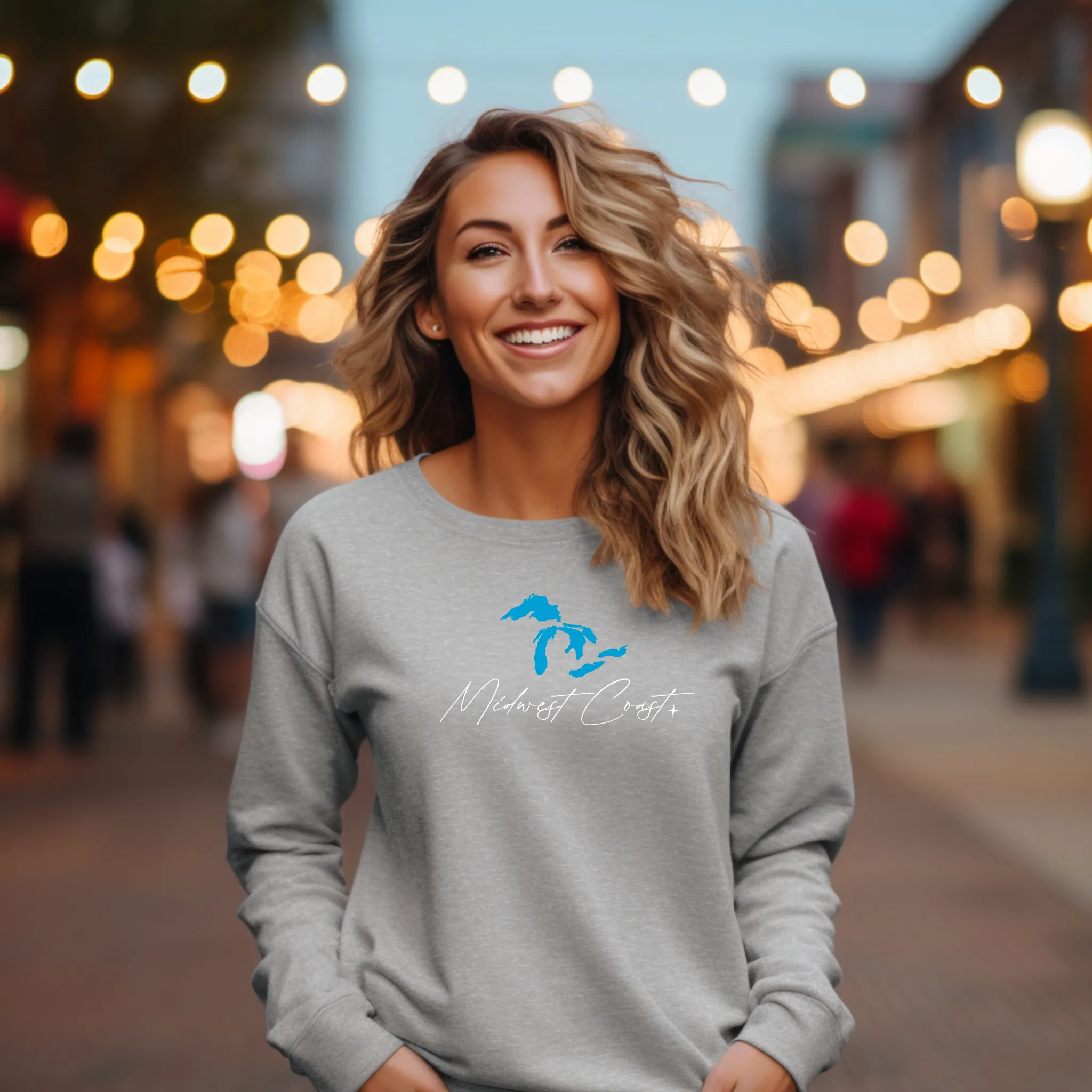 "Midwest Coast" Relaxed Fit Classic Crew Unisex Sweatshirt