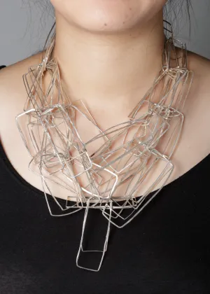 "Sterling Square Chain Link Layered Necklace"