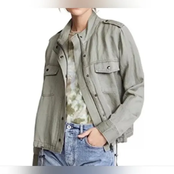 RAILS COLLINS JACKET Linen Blend sage green military Gorpcore Minimalist M