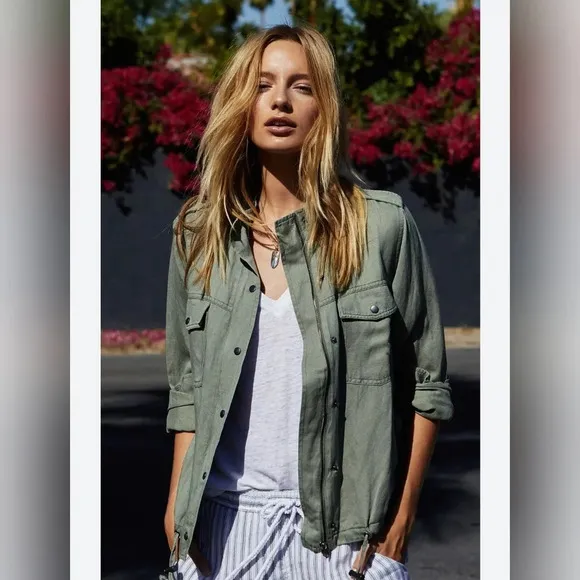 RAILS COLLINS JACKET Linen Blend sage green military Gorpcore Minimalist M