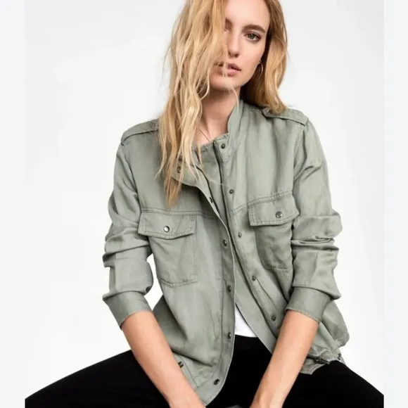 RAILS COLLINS JACKET Linen Blend sage green military Gorpcore Minimalist M