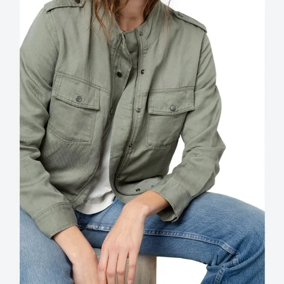 RAILS COLLINS JACKET Linen Blend sage green military Gorpcore Minimalist M