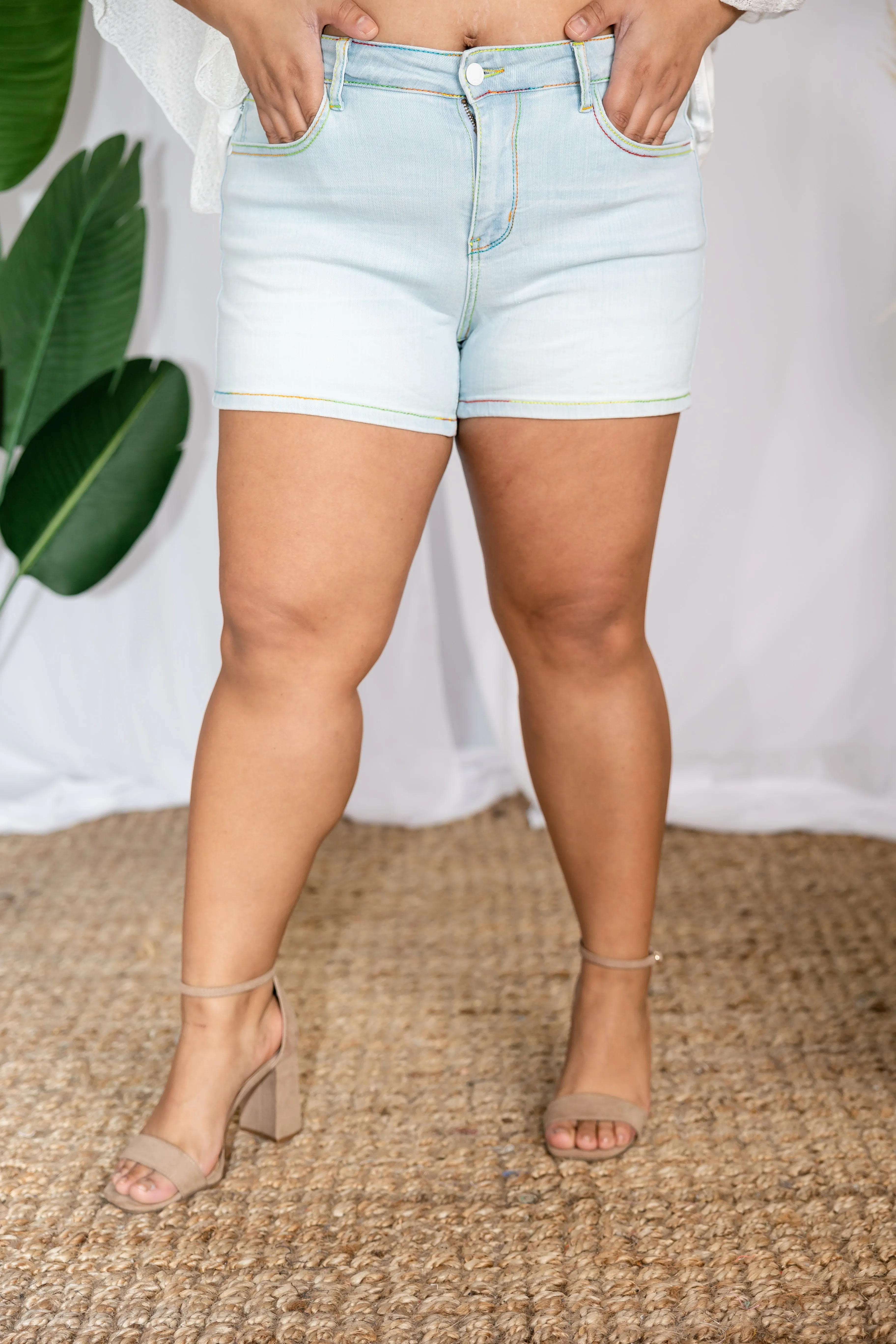 Rainbow Stitched Shorts