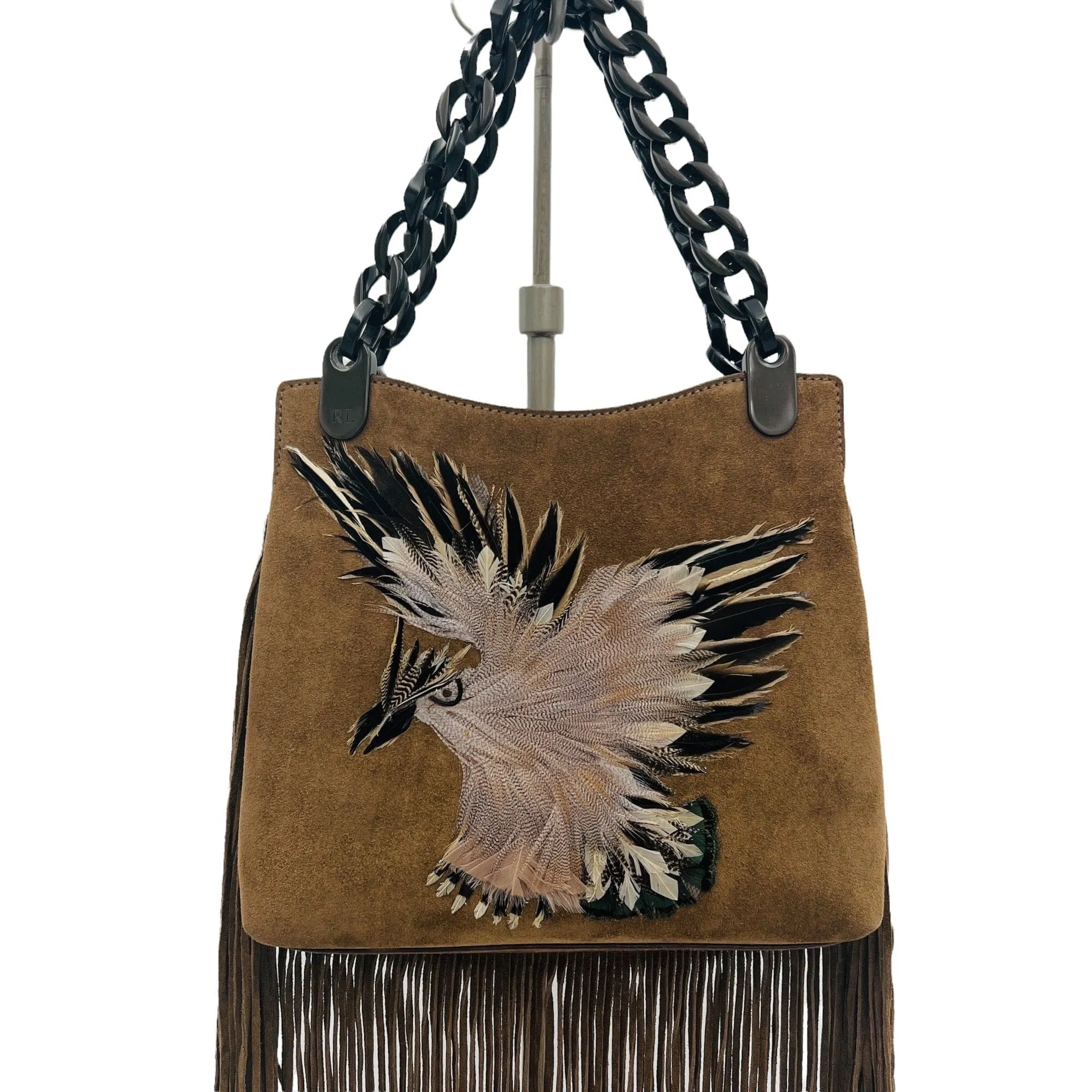 RALPH LAUREN Collectible Hand-Stitched Suede Bag - Brown