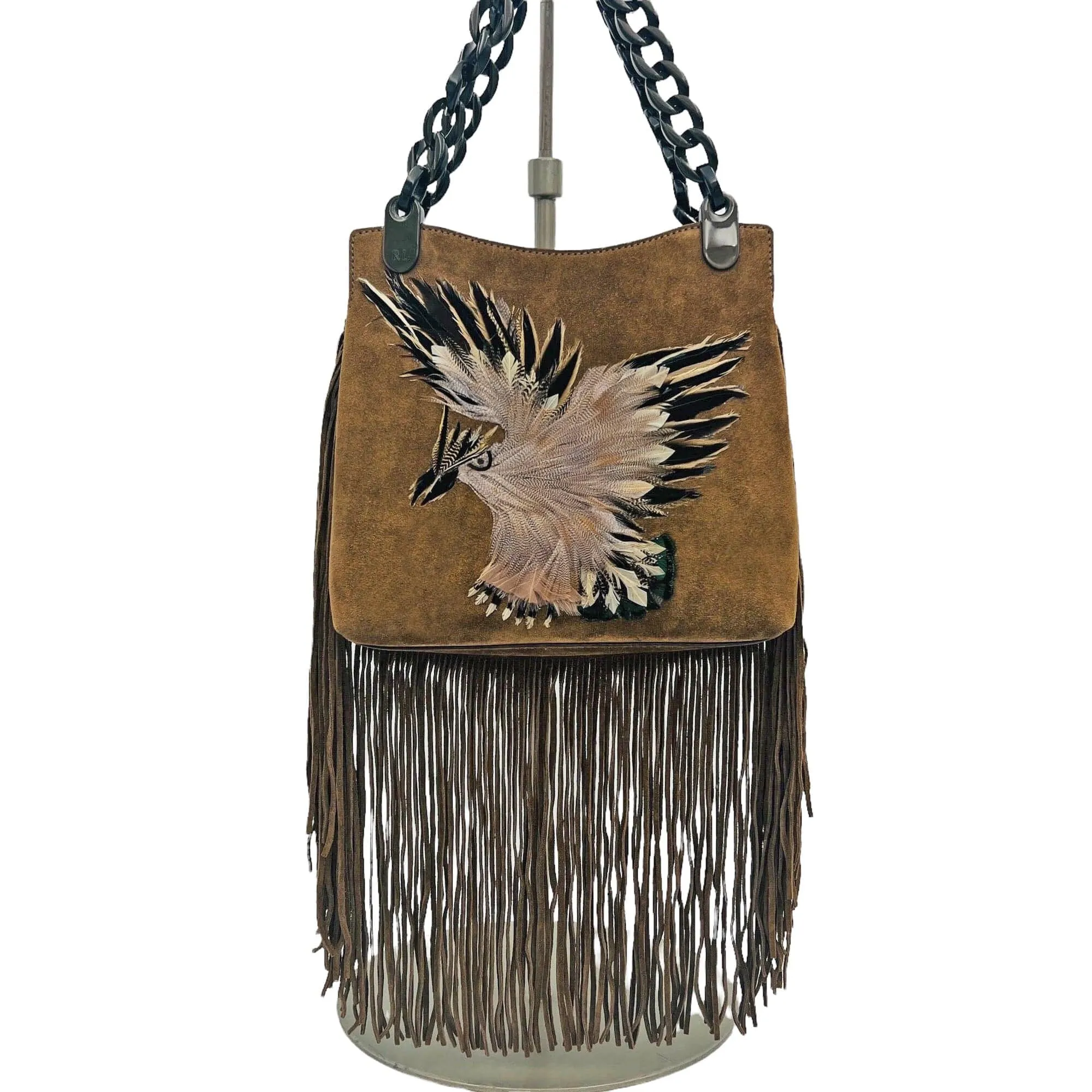 RALPH LAUREN Collectible Hand-Stitched Suede Bag - Brown