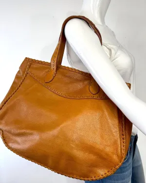 RALPH LAUREN VINTAGE COLLECTION STITCHED LEATHER SHOULDER BAG