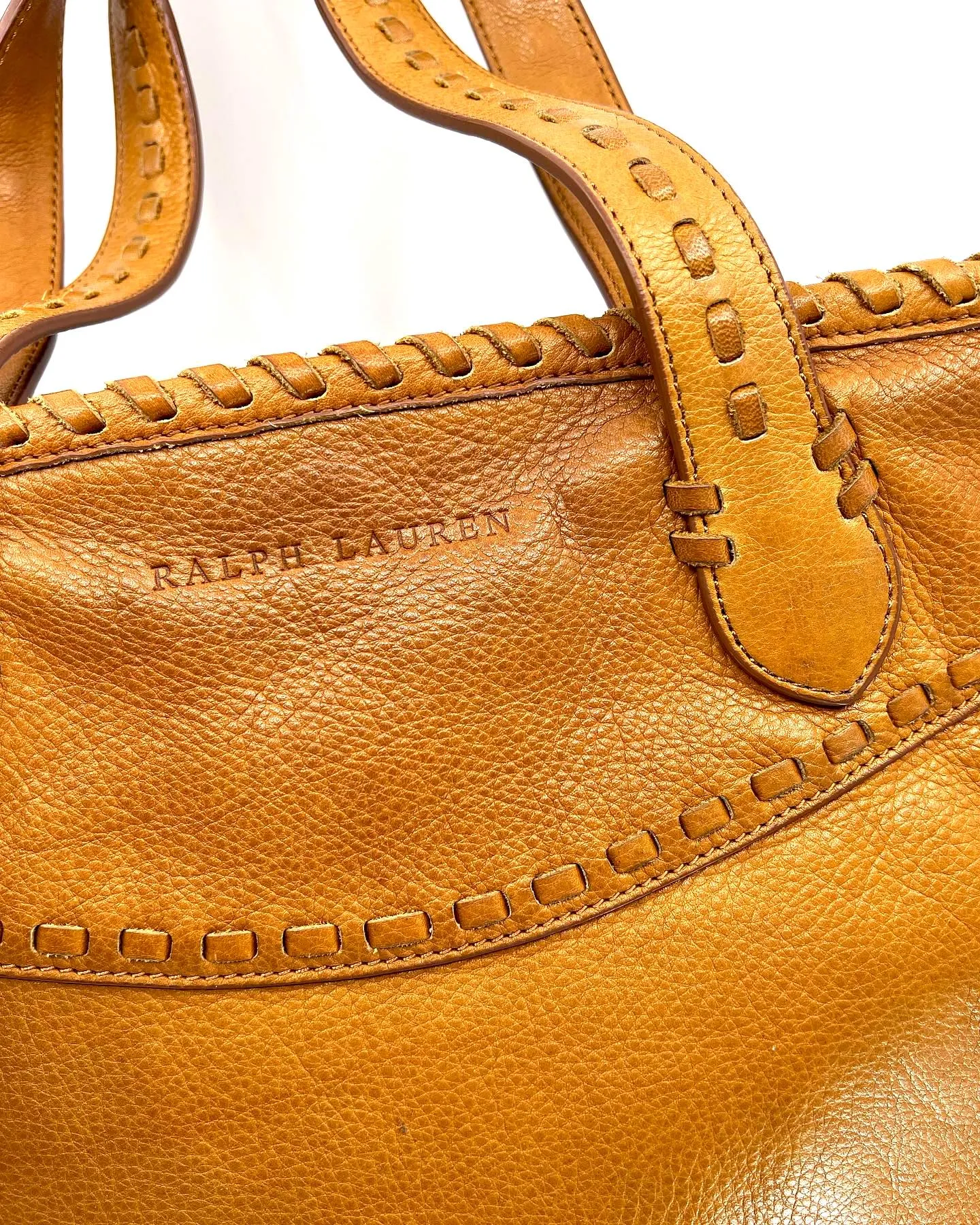 RALPH LAUREN VINTAGE COLLECTION STITCHED LEATHER SHOULDER BAG