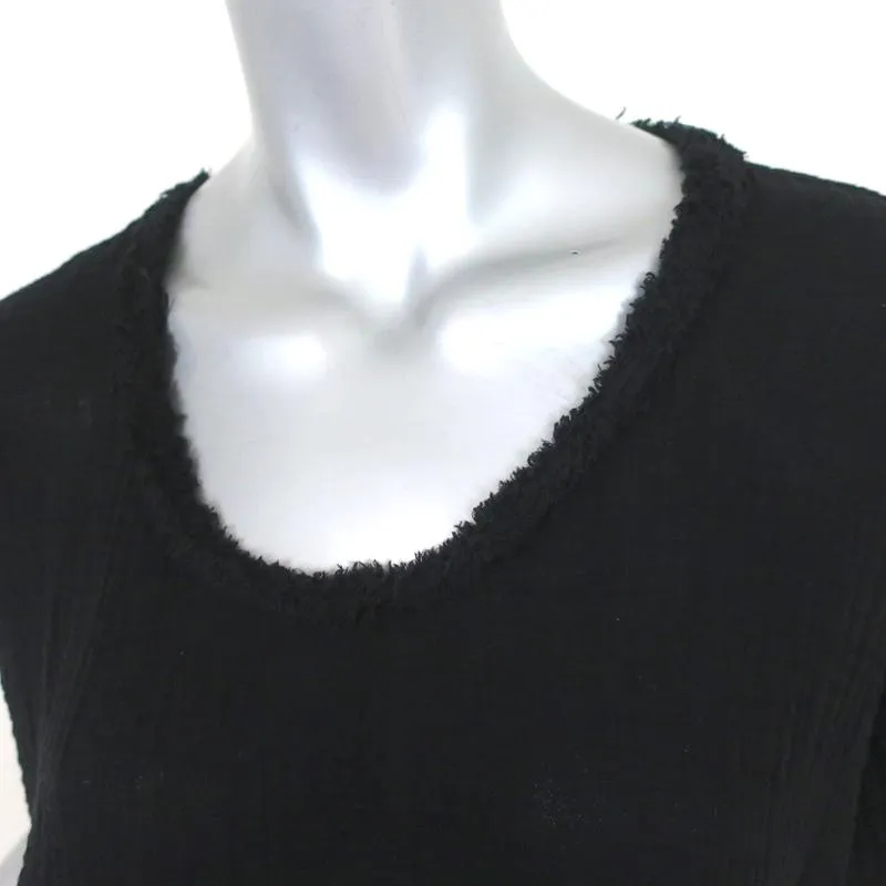 Raquel Allegra Boxy Tee Black Cotton Gauze Size 1 Short Sleeve Top NEW