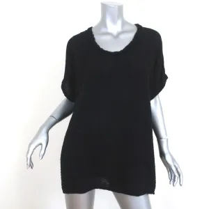 Raquel Allegra Boxy Tee Black Cotton Gauze Size 1 Short Sleeve Top NEW