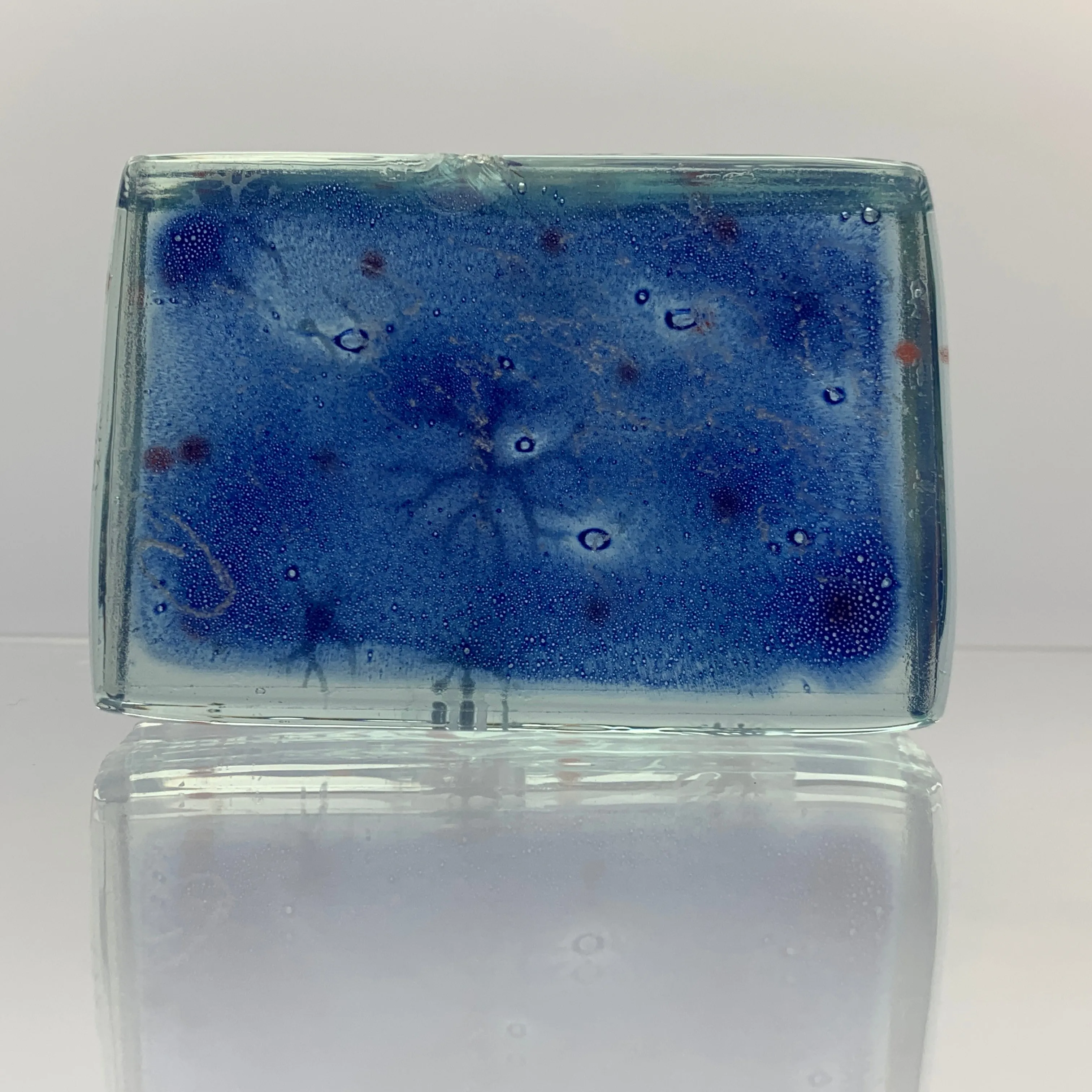 Rare Francis & Michael Higgins Art Glass Fused Slab Paperweight Modern Mid 20th Century Design