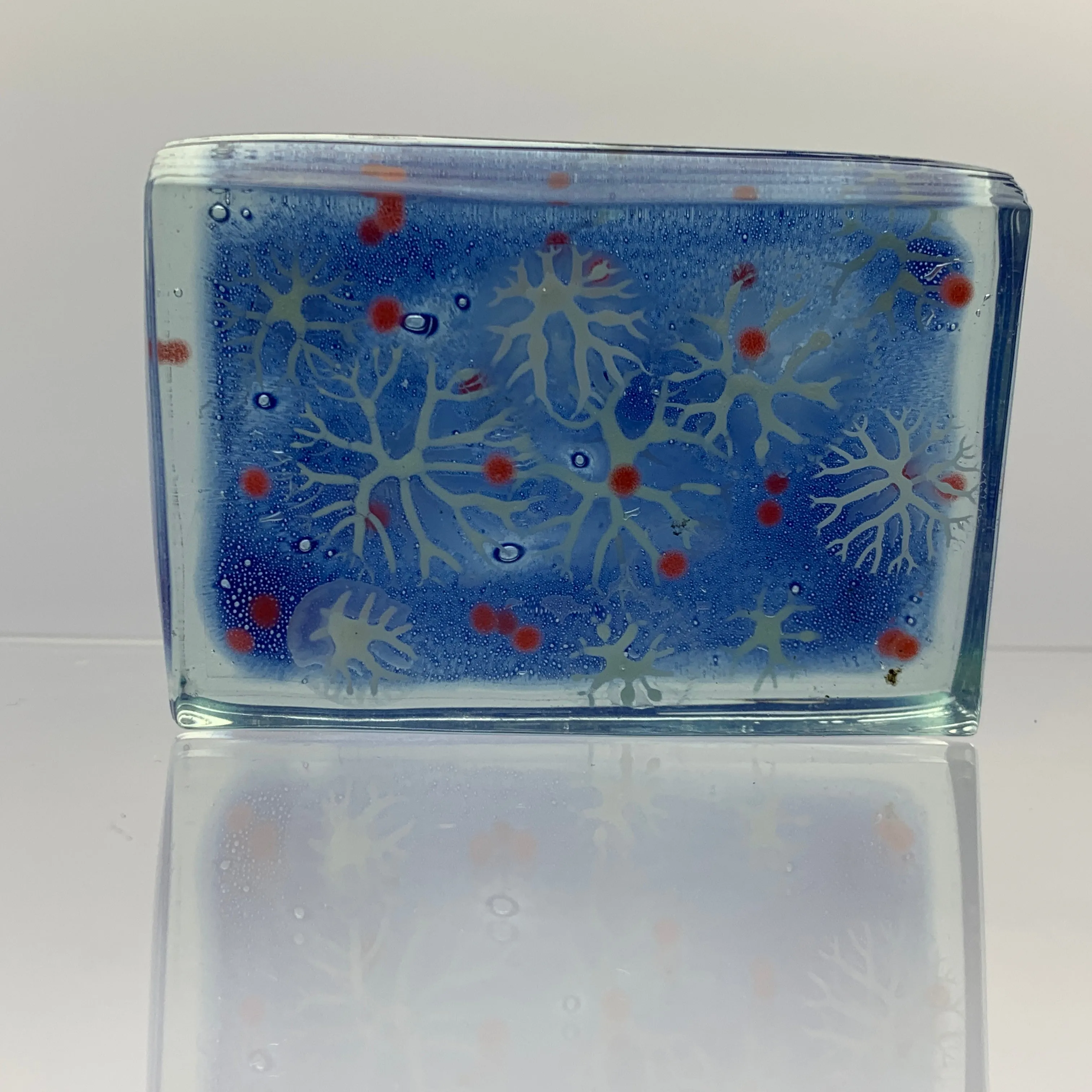 Rare Francis & Michael Higgins Art Glass Fused Slab Paperweight Modern Mid 20th Century Design