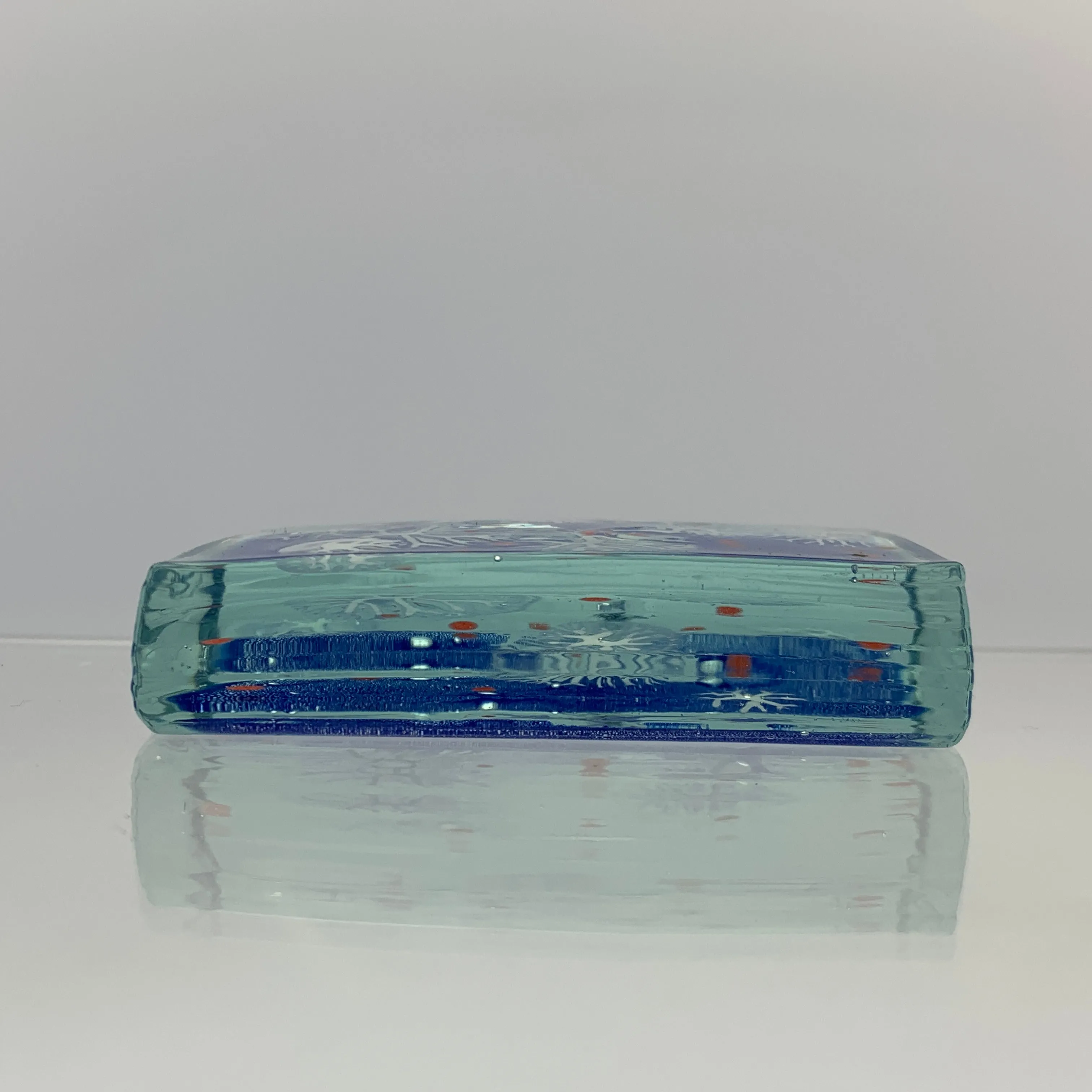 Rare Francis & Michael Higgins Art Glass Fused Slab Paperweight Modern Mid 20th Century Design