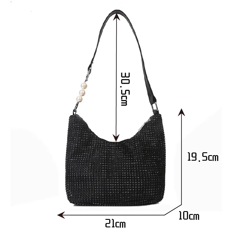 Realaiot Women INS Fashion Rhinestone Square Bag Ladies Messenger Bag Designer Pearl Chain Shoulder Corssbody Bags 苤�邾郕訄 �迮郇�郕訄� �訄迣迮�