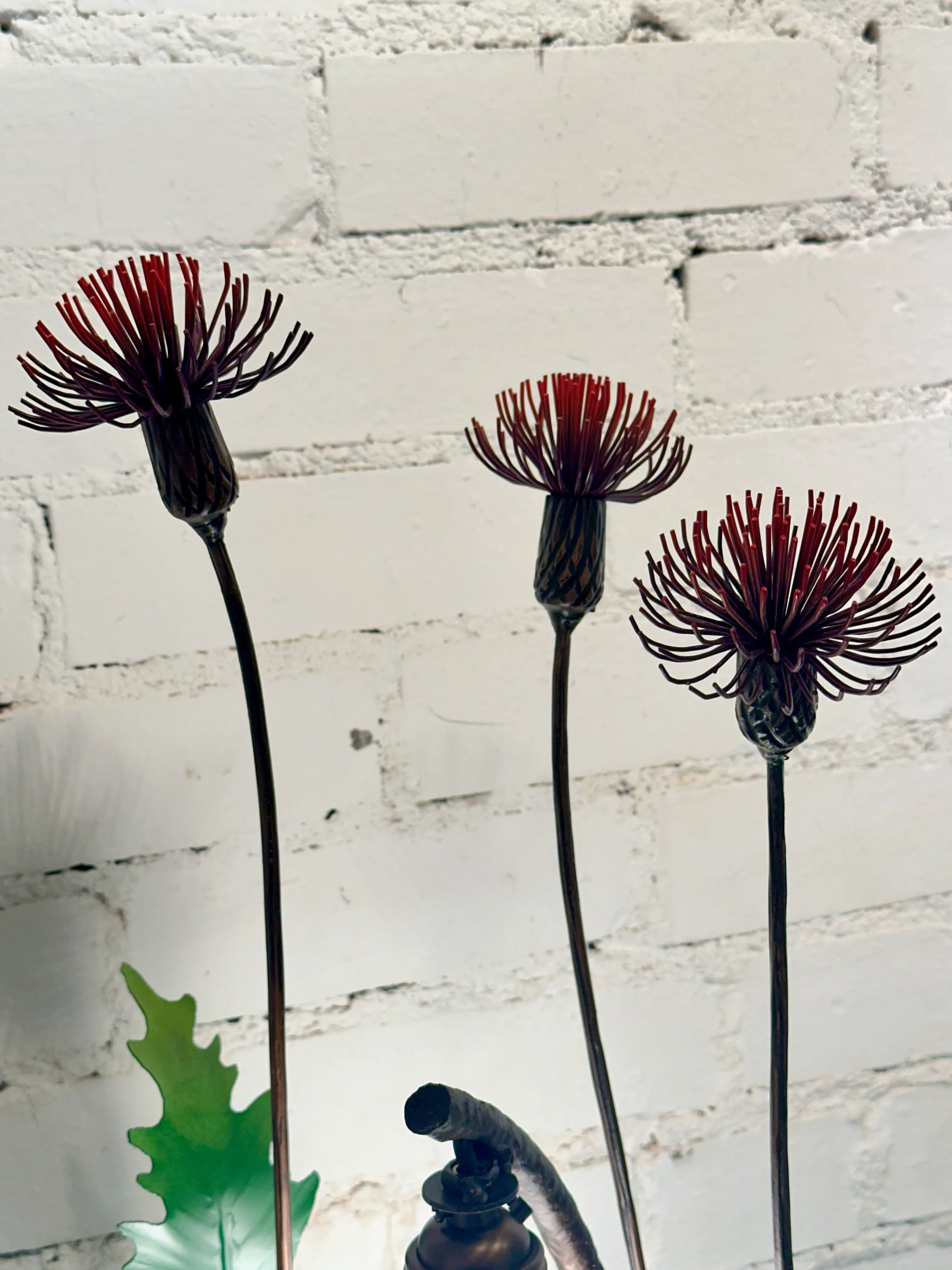 RED THISTLE FIELD STUDY TABLE LAMP WITH BLACK SHADE