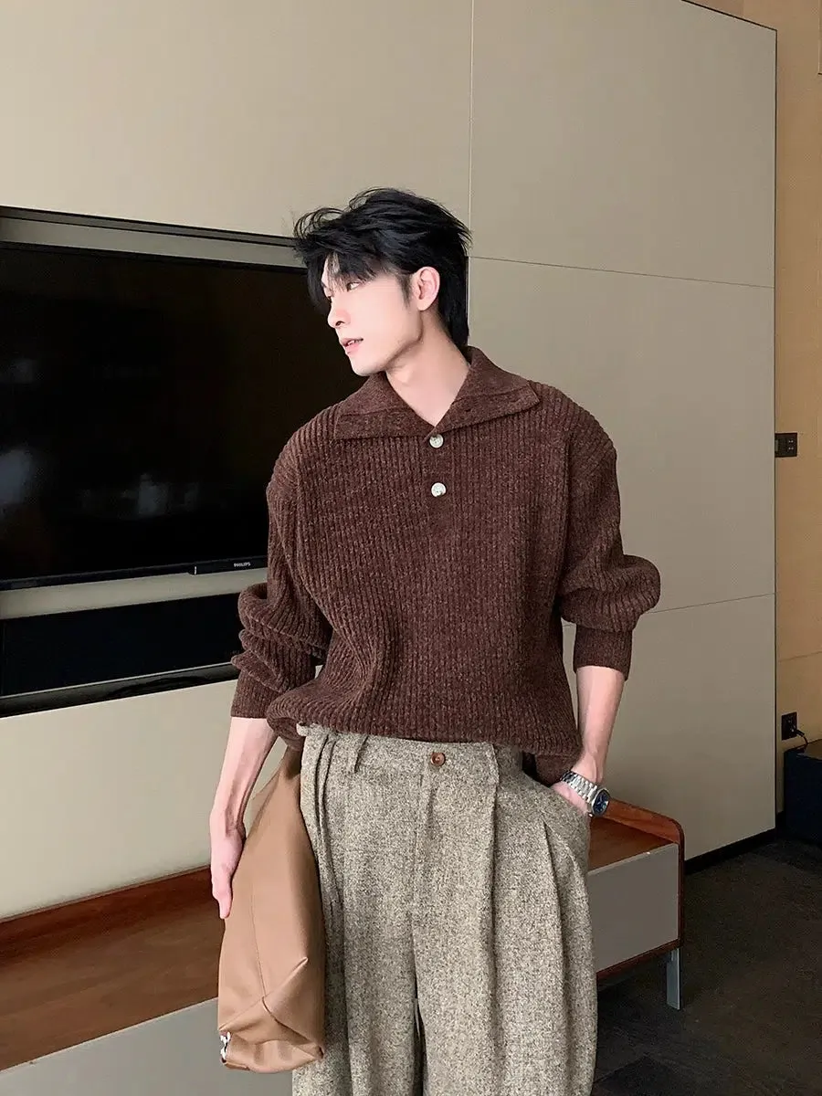 Relaxed Fit Lapel Sweater