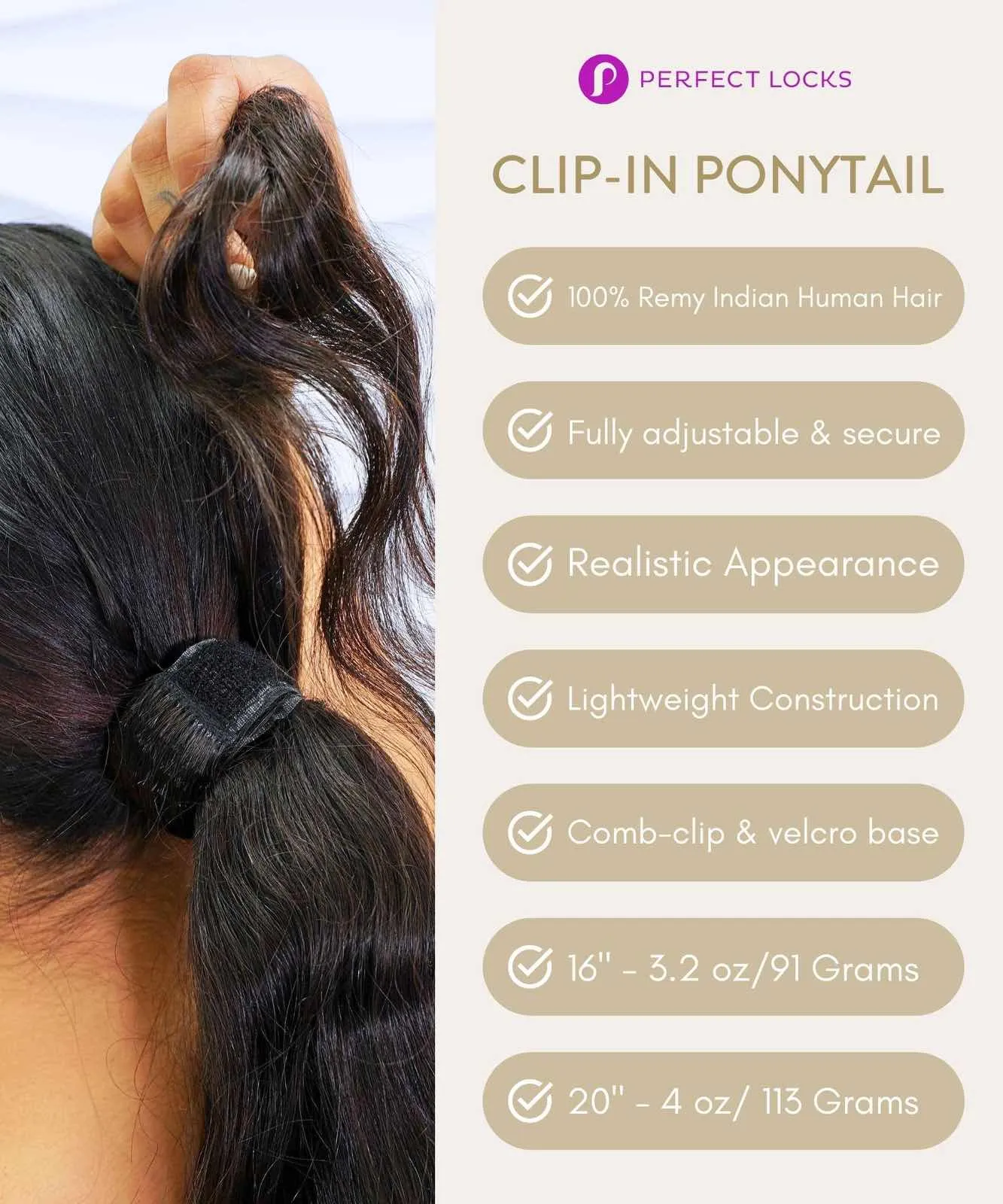 Relaxed Straight Clip-In Ponytail Extensions