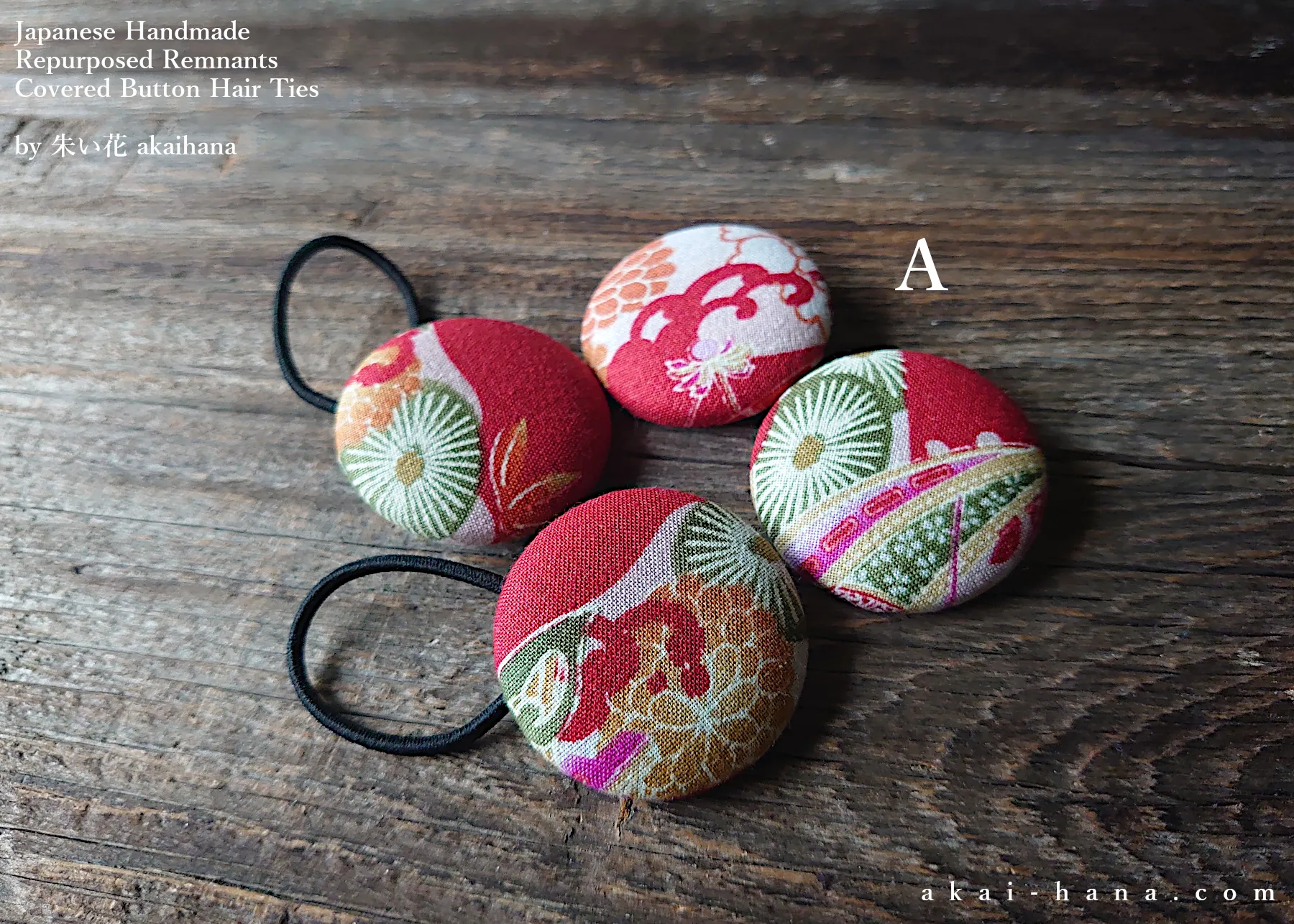 Repurposed Remnants Covered Button Hair Tie, Napkin Holder, Cord Organizer Wagara ⦿phjf1002