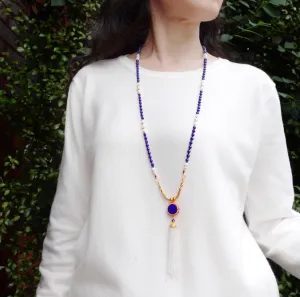 Return to Origin Lapis Tassel Pendant Necklace