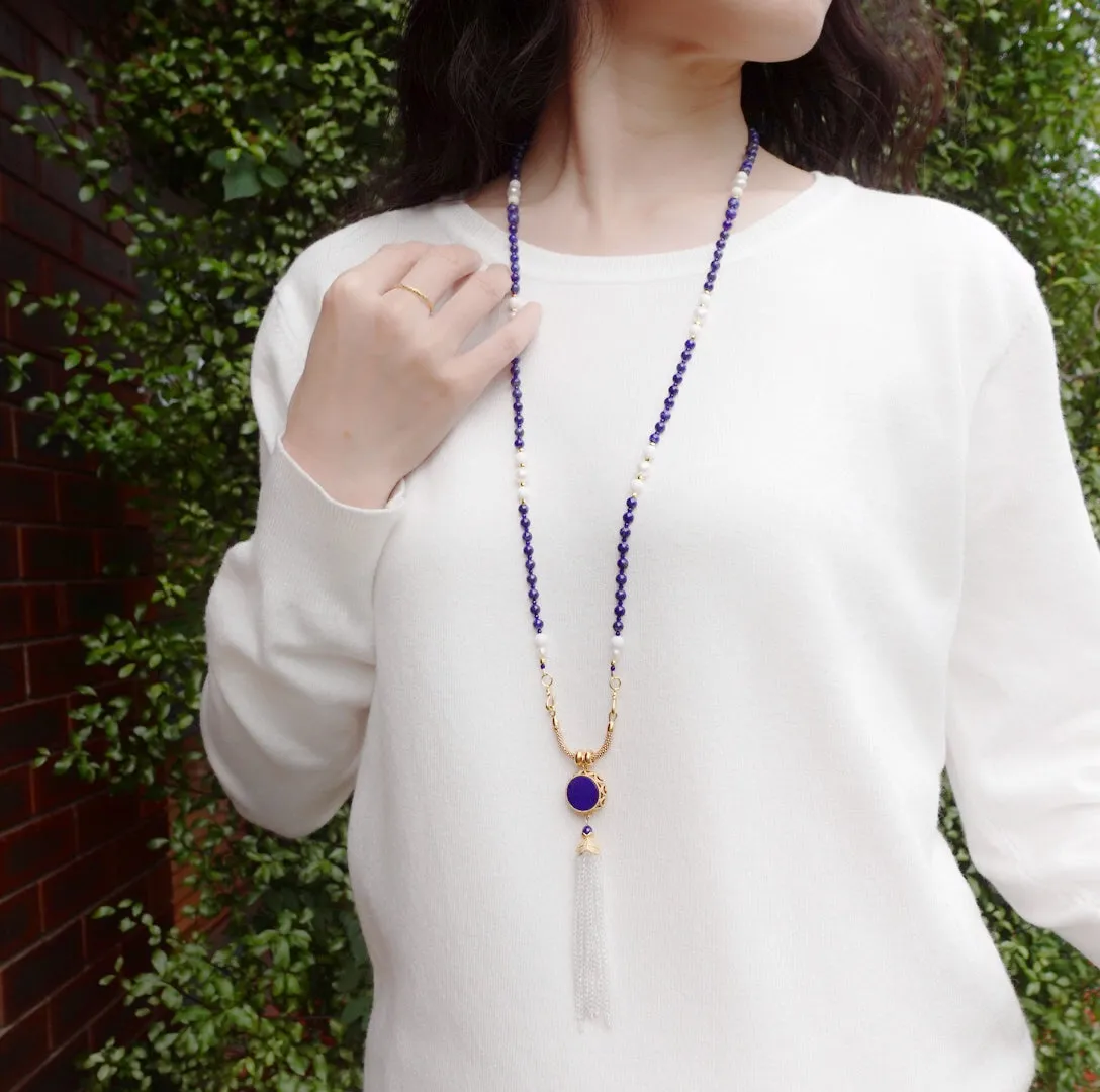 Return to Origin Lapis Tassel Pendant Necklace